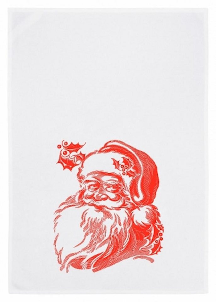 17,30 Hamburg Geschirrtuch Weihnachtsmann, neon rot, (1-tlg), 50x70cm, Siebdruck von 17;30 Hamburg