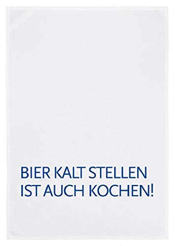 17;30 Geschirrtuch, 100% Baumwolle, humorvoller Spruch Bier kalt Stellen ist auch Kochen!, umweltfreundlich, weiß-blau, 50x70 cm 17;30 Geschirrtuch, 100% Baumwolle, humorvoller Spruch Bier kalt Stellen ist auch Kochen!, umweltfreundlich, weiß-blau, 50x70 cm von 17;30 HOME