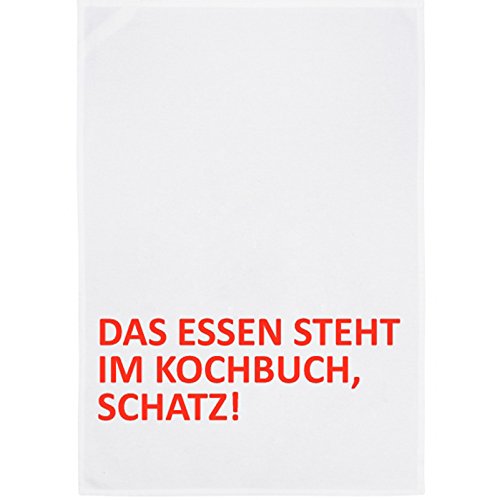 17;30 made in Hamburg Geschirrtuch Weiss mit SpruchDas Essen Steht im Kochbuch, Schatz Rot 50x70 cm von 17;30 HOME