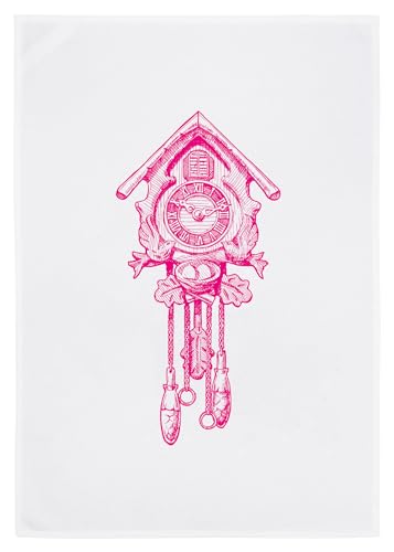 17;30 - HW169A - Geschirrtuch, Weiss, Kuckucksuhr in pink, Baumwolle, 50cm x 70cm, waschbar bis 60 Grad 17;30 - HW169A - Geschirrtuch, Weiss, Kuckucksuhr in pink, Baumwolle, 50cm x 70cm, waschbar bis 60 Grad von 17;30 HOME