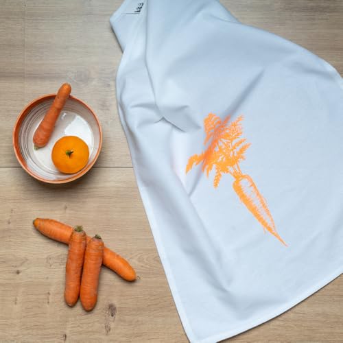 Geschirrtuch weiß, Retro Rübchen in Orange von 17;30 HOME