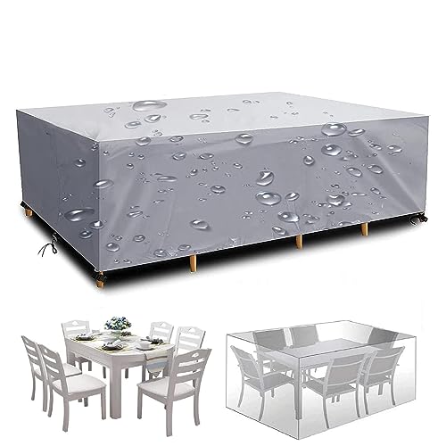 18meng Art Abdeckung Gartenmöbel Wasserdicht 210x110x75cm Silber Abdeckplane Gartenmöbel Winddicht Winterfest Anti-UV 600D Oxford Gewebe Sitzgruppe Gartentischabdeckung wasserdichte Abdeckhaube von 18meng Art
