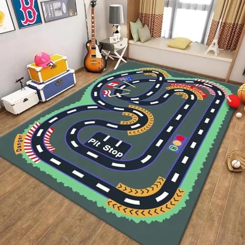 18meng Art Autoteppich Kinder Spielteppich straße 100x150 cm Straßenteppich Junge Mädchen für Schlafzimmer & Spielzimme rutschfest Waschbare Kinderteppich Spielmatte Pädagogischer Dekor Tepich von 18meng Art