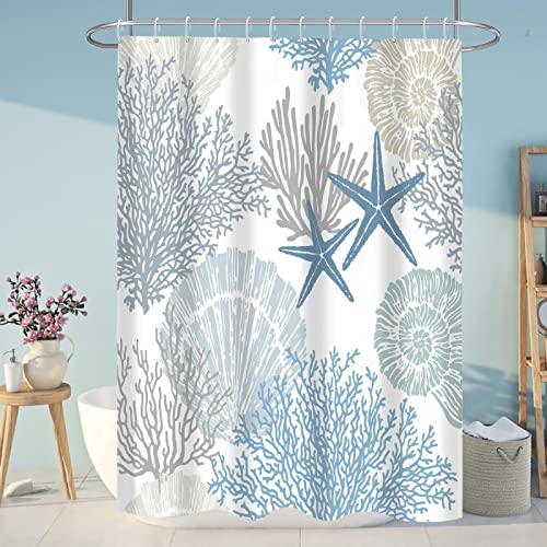 18meng Art Duschvorhang 120x190 cm Wasserdicht Waschbar Anti-Schimmel Polyester Duschvorhänge 3D Effekt Ozean Shower Curtains Textil Polyester Stoff für Badezimmer Badewanne mit 12 Duschvorhangringe von 18meng Art