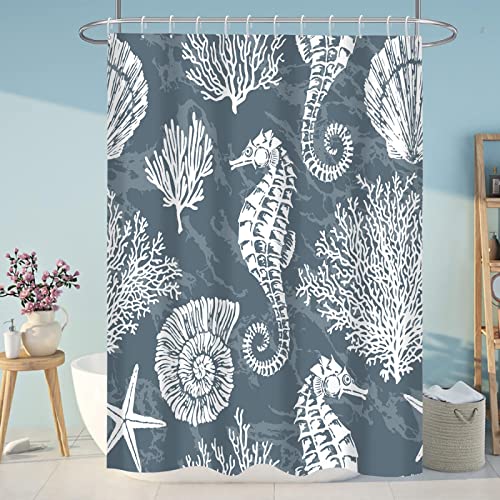 18meng Art Duschvorhang 120x190 cm Wasserdicht Waschbar Anti-Schimmel Polyester Duschvorhänge 3D Effekt Ozean Shower Curtains Textil Polyester Stoff für Badezimmer Badewanne mit 12 Duschvorhangringe von 18meng Art