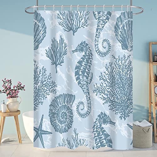 18meng Art Duschvorhang 140x183 cm Wasserdicht Waschbar Anti-Schimmel Polyester Duschvorhänge 3D Effekt Ozean Shower Curtains Textil Polyester Stoff für Badezimmer Badewanne mit 12 Duschvorhangringe von 18meng Art