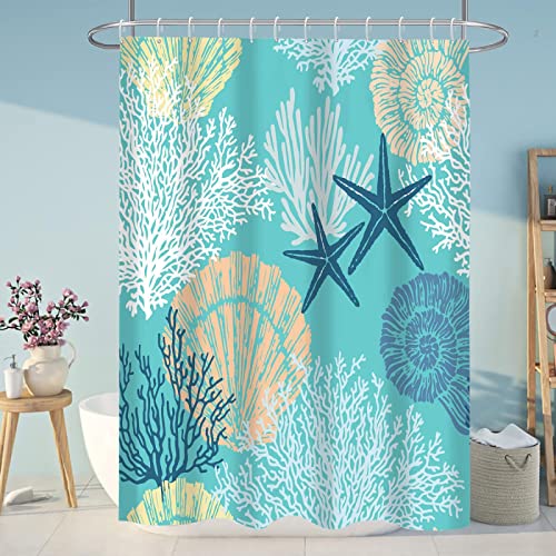 18meng Art Duschvorhang 260x200 cm Wasserdicht Waschbar Anti-Schimmel Polyester Duschvorhänge 3D Effekt Ozean Shower Curtains Textil Polyester Stoff für Badezimmer Badewanne mit 12 Duschvorhangringe von 18meng Art
