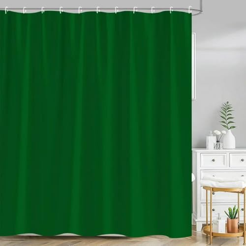 18meng Art Duschvorhang 300x180 cm Dunkelgrün Duschvorhäng Anti-Schimmel in Textil Bad Vorhang Waschbar Polyester Stoff Duschvorhang wasserdicht für Badezimmer Dusche Badewanne mit 12 Haken von 18meng Art