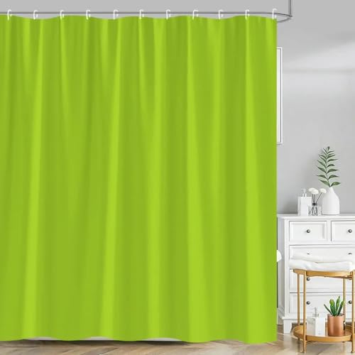 18meng Art Duschvorhang 300x200 Grün Duschvorhäng Anti-Schimmel in Textil Bad Vorhang Waschbar Polyester Stoff Duschvorhang wasserdicht für Badezimmer Dusche Badewanne mit 12 Haken von 18meng Art