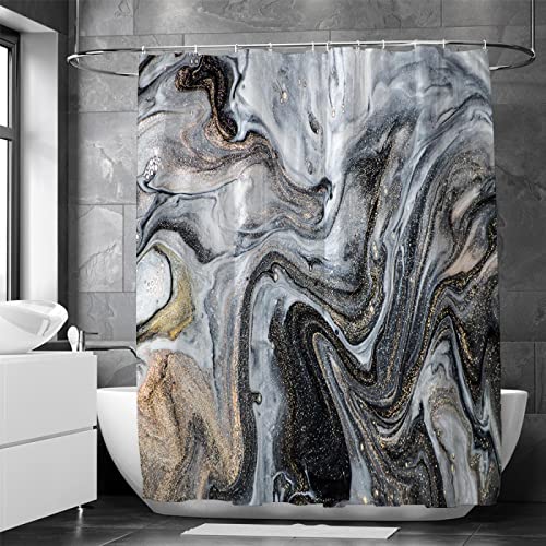 18meng Art Duschvorhang Marmor Optik Abstrakte Duschvorhäng Schwarz Gold Badewanne Anti Schimmel Waschbar Bad Duschvorhänge Polyester Textil Wasserdicht Bad Vorhang für Badewanne 180x220cmcm 18meng Art Duschvorhang Marmor Optik Abstrakte Duschvorhäng Schwarz Gold Badewanne Anti Schimmel Waschbar Bad Duschvorhänge Polyester Textil Wasserdicht Bad Vorhang für Badewanne 180x220cmcm von 18meng Art