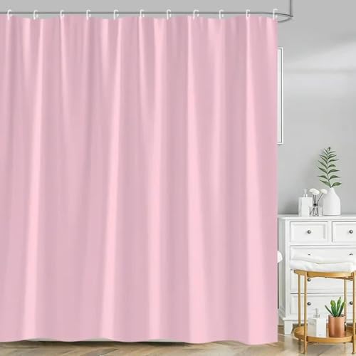 18meng Art Duschvorhang Rosa 240x180 cm Schwerer Hotel Luxus Polyester Wasserdicht Duschvorhänge Anti-Schimmel und Textil Waschbar Schnelltrocknend für Badezimmer Badewannen mit 12 Haken von 18meng Art