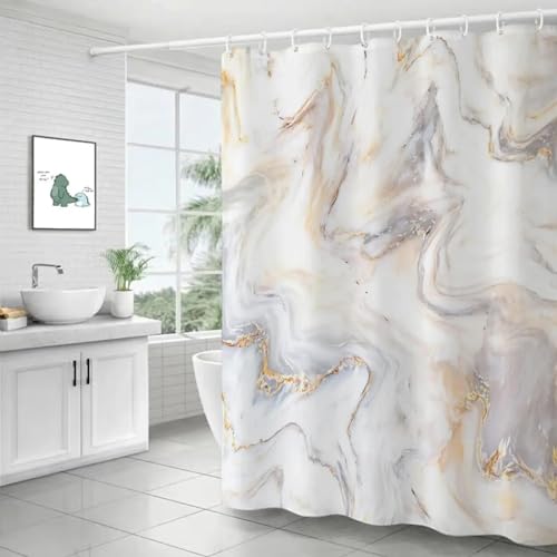 18meng Art Duschvorhang Weiß 100x200 cm Modern Abstrakt Marmor Optik Textur Bad Duschvorhänge Badewanne Farbverlauf Kunst Duschvorhang waschbar für Dusche und Badewanne Badezimmer Dekor 18meng Art Duschvorhang Weiß 100x200 cm Modern Abstrakt Marmor Optik Textur Bad Duschvorhänge Badewanne Farbverlauf Kunst Duschvorhang waschbar für Dusche und Badewanne Badezimmer Dekor von 18meng Art