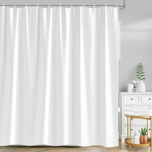 18meng Art Duschvorhang Weiß 240x180cm Schwerer Hotel Luxus Polyester Wasserdicht Duschvorhänge Anti-Schimmel und Textil Waschbar Schnelltrocknend für Badezimmer Badewannen mit 12 Haken 18meng Art Duschvorhang Weiß 240x180cm Schwerer Hotel Luxus Polyester Wasserdicht Duschvorhänge Anti-Schimmel und Textil Waschbar Schnelltrocknend für Badezimmer Badewannen mit 12 Haken von 18meng Art