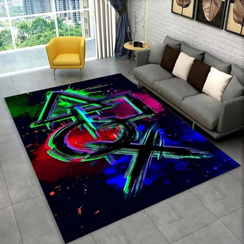 18meng Art Modern Gaming Teppich 120x210cm Gamer Controller Teppich Jugendzimmer Jungen Graffiti Spielkonsole Teppiche für Wohnzimmer Schlafzimmer Spielraum Dekor Teppiche von 18meng Art