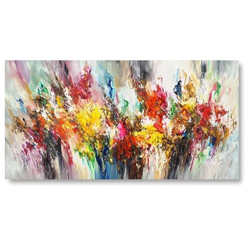18meng Art Moderne Poster Abstrakt Aquarelle Bilder Wohnzimmer Deko Schlafzimmer Rot Orange Gelb Grün Blau Lila Premium Leinwandbilder Kunstdruck Ungerahmt Wandbilder Bild auf Leinwand (200x100 cm) von 18meng Art