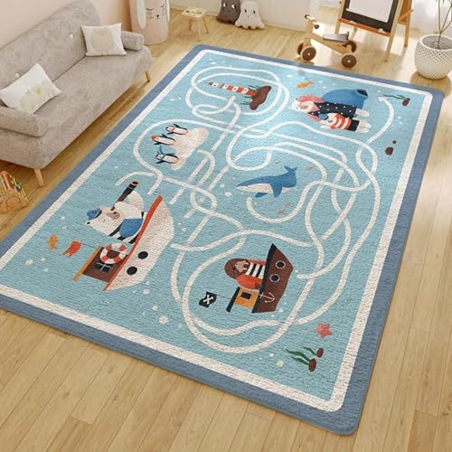 18meng Art Spielteppich Kinder Cartoon Ocean Style Animal Prints Kids Rug 60x120 cm Polar Bear Jungen Mädchen Kinderteppich Weich Flauschig Antirutsch Waschbar für Schlafzimmer und Spielzimmer Blau 18meng Art Spielteppich Kinder Cartoon Ocean Style Animal Prints Kids Rug 60x120 cm Polar Bear Jungen Mädchen Kinderteppich Weich Flauschig Antirutsch Waschbar für Schlafzimmer und Spielzimmer Blau von 18meng Art