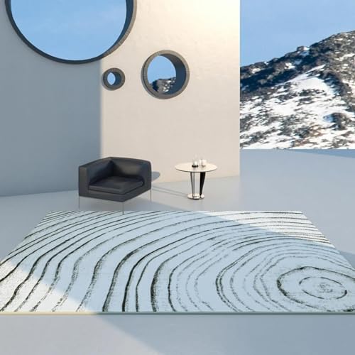18meng Art Teppich Schwarz weiß Moderne minimalistische Nähte Mode Flauschiger Teppich - Wohnzimmer und Schlafzimmer Teppich Kurzflor Extra Weich Waschbare teppiche 40x60cm von 18meng Art