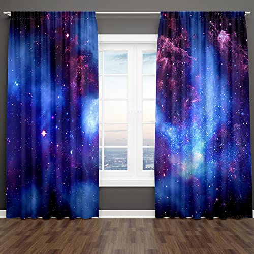 18meng Art Verdunkelungsvorhänge gardinen mit ösen Universum Galaxie Planet Lichtundurchlässige Vorhang Mit Ösen für Vorhänge Wohnzimmer Kinder Schlafzimmer Dekor (HxB/214x220cm) von 18meng Art