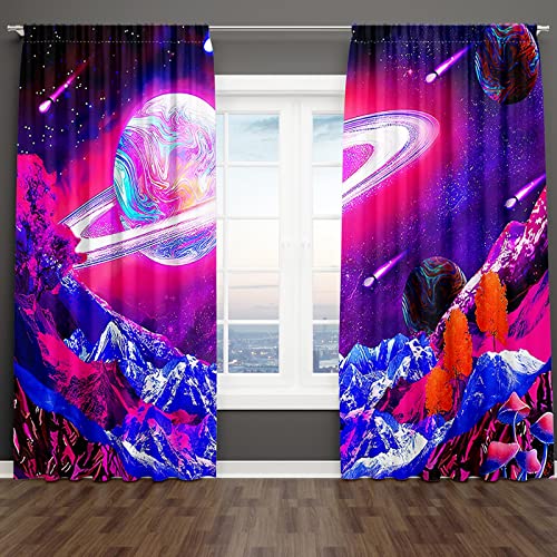 18meng Art Vorhang Blickdicht vorhänge mit ösen, Galaxis Universum Nebel Sterne Sternenhimmel Thermal Verdunkelungsvorhänge für Schlafzimmer für Wohnzimmer Kinderzimmer Jugendzimmer (HxB/230x240cm) von 18meng Art