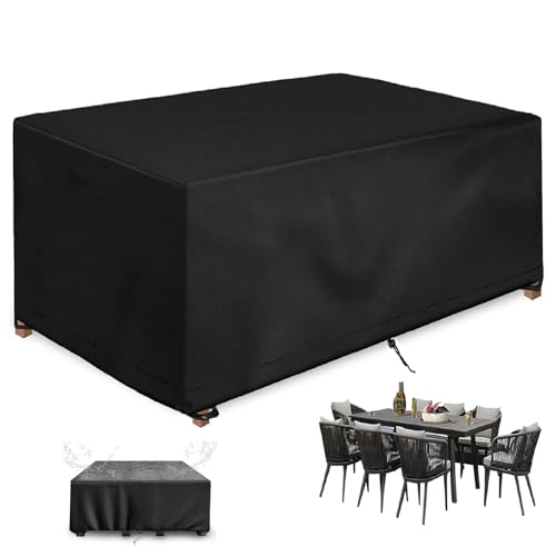 Abdeckung Gartenmöbel Winterfest 230x120x80cm Tischabdeckung Outdoor Wetterfest Wasserdicht 420D Oxford Gewebe Abdeckplane Gartenmöbel Terrasse Schutzhülle für Gartentisch Sitzgruppe von 18meng Art