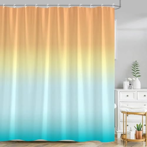 Duschvorhang 180x200 Ombre Duschvorhäng Anti-Schimmel in Textil Bad Vorhang Waschbar Polyester Stoff Duschvorhang wasserdicht für Badezimmer Dusche Badewanne mit 12 Haken von 18meng Art