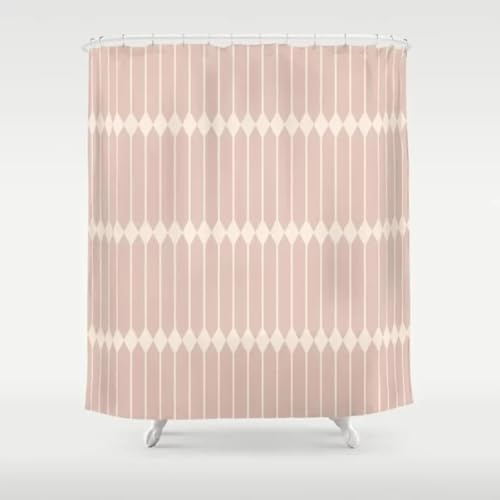 Duschvorhang 180x220 cm Rosa Weiß Streifen Duschvorhang Einfach Design modernes Textil Anti-schimmel Wasserdicht Waschbar Badvorhang für Badezimmer Badewannen Toilette mit 12 Haken Duschvorhang 180x220 cm Rosa Weiß Streifen Duschvorhang Einfach Design modernes Textil Anti-schimmel Wasserdicht Waschbar Badvorhang für Badezimmer Badewannen Toilette mit 12 Haken von 18meng Art