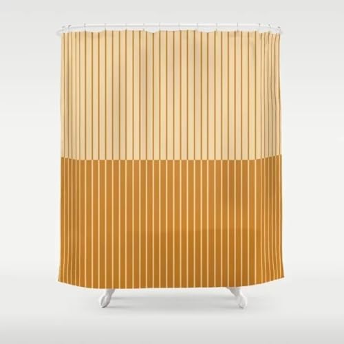 Duschvorhang 200x220 cm Braun Gelb Streifen Duschvorhang Einfach Design modernes Textil Anti-schimmel Wasserdicht Waschbar Badvorhang für Badezimmer Badewannen Toilette mit 12 Haken Duschvorhang 200x220 cm Braun Gelb Streifen Duschvorhang Einfach Design modernes Textil Anti-schimmel Wasserdicht Waschbar Badvorhang für Badezimmer Badewannen Toilette mit 12 Haken von 18meng Art