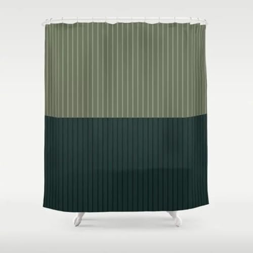 Duschvorhang 230x200 cm Grün Schwarz Streifen Duschvorhang Einfach Design modernes Textil Anti-schimmel Wasserdicht Waschbar Badvorhang für Badezimmer Badewannen Toilette mit 12 Haken Duschvorhang 230x200 cm Grün Schwarz Streifen Duschvorhang Einfach Design modernes Textil Anti-schimmel Wasserdicht Waschbar Badvorhang für Badezimmer Badewannen Toilette mit 12 Haken von 18meng Art