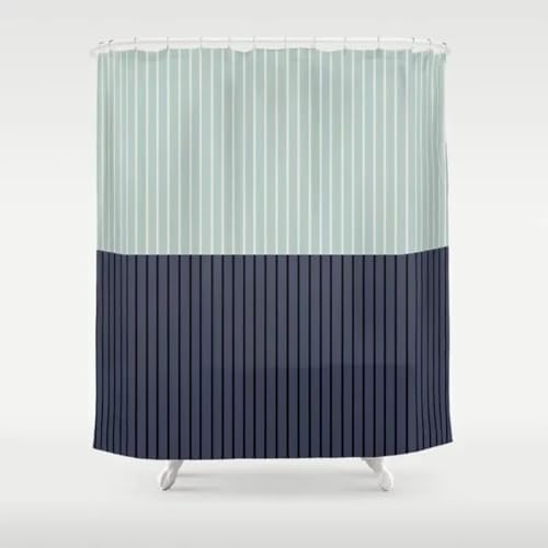 Duschvorhang 240x200 cm Grün Schwarz Streifen Duschvorhang Einfach Design modernes Textil Anti-schimmel Wasserdicht Waschbar Badvorhang für Badezimmer Badewannen Toilette mit 12 Haken von 18meng Art