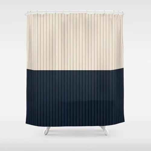 Duschvorhang 260x200 cm Beige Schwarz Streifen Duschvorhang Einfach Design modernes Textil Anti-schimmel Wasserdicht Waschbar Badvorhang für Badezimmer Badewannen Toilette mit 12 Haken Duschvorhang 260x200 cm Beige Schwarz Streifen Duschvorhang Einfach Design modernes Textil Anti-schimmel Wasserdicht Waschbar Badvorhang für Badezimmer Badewannen Toilette mit 12 Haken von 18meng Art