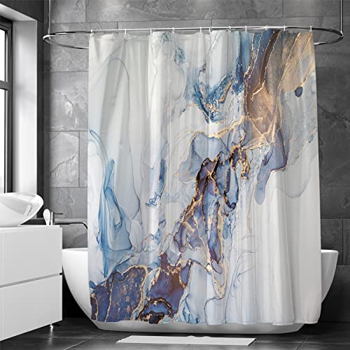 Duschvorhang Marmor Blau 160x220cm Duschvorhänge Abstrakte Blau Gold Marmoriert Bad Vorhang Antischimmel Wasserdicht Polyester Stoff Waschbar Blickdicht Badvorhang Haken für Badewanne mit 12 Hake Duschvorhang Marmor Blau 160x220cm Duschvorhänge Abstrakte Blau Gold Marmoriert Bad Vorhang Antischimmel Wasserdicht Polyester Stoff Waschbar Blickdicht Badvorhang Haken für Badewanne mit 12 Hake von 18meng Art