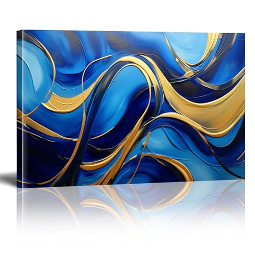 Leinwandbild abstrakt Blau Gold Kunst XXL Moderne bilder wohnzimmer Wandbilder Groß Kunstdruck Abstrakte Bilder Wand Wohnzimmer Schlafzimmer Dekor 30x40cm mit Innerer Rahmen Leinwandbild abstrakt Blau Gold Kunst XXL Moderne bilder wohnzimmer Wandbilder Groß Kunstdruck Abstrakte Bilder Wand Wohnzimmer Schlafzimmer Dekor 30x40cm mit Innerer Rahmen von 18meng Art
