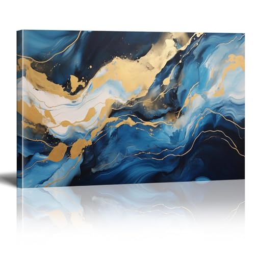 Leinwandbild abstrakt Blau Gold Kunst XXL Moderne bilder wohnzimmer Wandbilder Groß Kunstdruck Abstrakte Bilder Wand Wohnzimmer Schlafzimmer Dekor 30x40cm mit Innerer Rahmen Leinwandbild abstrakt Blau Gold Kunst XXL Moderne bilder wohnzimmer Wandbilder Groß Kunstdruck Abstrakte Bilder Wand Wohnzimmer Schlafzimmer Dekor 30x40cm mit Innerer Rahmen von 18meng Art