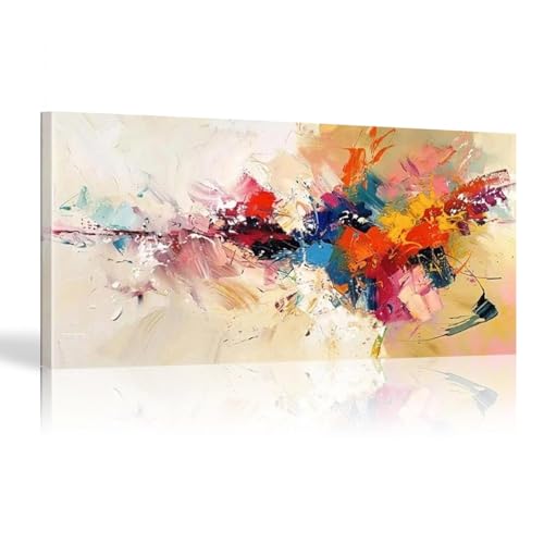 Modern Wandbilder Bunt Abstrakt Bild auf Leinwand Groß XXL Wandbild Wohnzimmer Schlafzimmer Kunstdruck Wanddekoration Modern Abstrakt Kunst Leinwandbild (Mit Rahmen, 150x75 cm) von 18meng Art