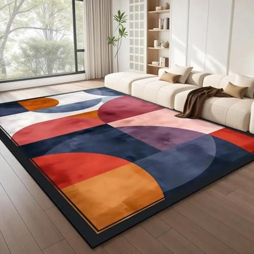 Teppich Wohnzimmer Moderner Kurzflor Teppich Großer Abstrakte Teppiche Waschbar rutschfest Design für Schlafzimmer Esszimmer Büro Bereich Dekor Bunt Größe 120 x 180 cm von 18meng Art