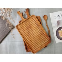 Handgefertigtes Holztablett Mit Griff Doussie Wood Frühstück Dekor von 194HandmadeGift