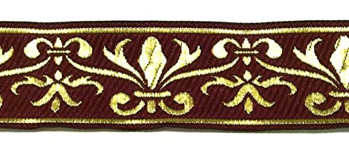 10m Französische Lilie Borte Fleur de Lis Webband 35mm Farbe: Bordeaux-Gold von 1A-Kurzwaren 35060-bogo von 1A-Kurzwaren