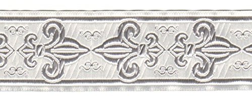 10m Französische Lilie Borte Fleur de Lis Webband 35mm breit Farbe: Weiss-Silber von 1A-Kurzwaren 35063-wssi von 1A-Kurzwaren