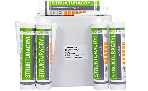 24 x Colorus Struktur Acryl PLUS weiß 310ml Maler- und Strukturacryl als ein elastoplastischer Dichtstoff mit putzähnlicher Oberflächenstruktur von 1A Malerwerkzeuge
