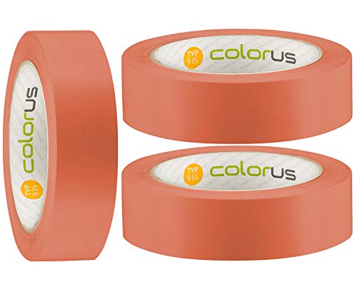 3 x Colorus Putzband PVC PLUS | Bautenschutz-Klebeband 30 mm x 33 m orange glatt | Robustes Abdeckband für Innen und Außen | Leicht abrollbar | Fensterband mit UV-Beständigkeit von 1A Malerwerkzeuge