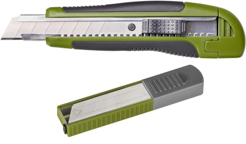6 x Colorus 2K Soft Griff Cuttermesser 18mm mit Metallführung und automatischer Arretierung + 10 Stück 18mm Klingen von 1A Malerwerkzeuge