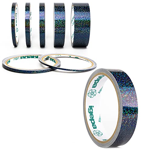 Bastel Zierstreifen Glitzer Oilslick Aufkleber Selbstklebendes Zierband Folie Wrap Art Trim Stripes Kreativ DIY Projekte Wohngestaltung Kfz (18 mm, Glitzer Schwarz) von 1A Style Sticker