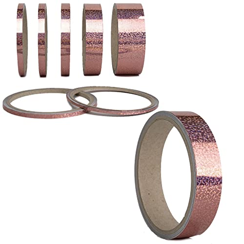 1A Style Sticker Bastel Zierstreifen Glitzer Oilslick Aufkleber Selbstklebendes Zierband Folie Wrap Art Trim Stripes Kreativ DIY Projekte Wohngestaltung Kfz (20 mm, Glitzer Rosé) von 1A Style Sticker
