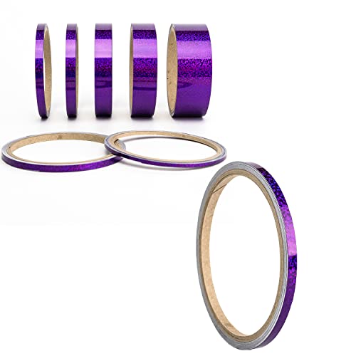1A Style Sticker Bastel Zierstreifen Glitzer Oilslick Aufkleber Selbstklebendes Zierband Folie Wrap Art Trim Stripes Kreativ DIY Projekte Wohngestaltung Kfz (5 mm, Glitzer Lila) von 1A Style Sticker
