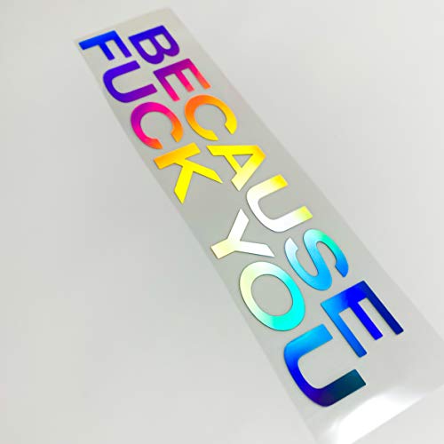 BECAUSE FUCK YOU Aufkleber Oilslick Autoaufkleber Frontscheibenaufkleber Heckscheibensticker Hologramm Tuningaufkleber Regenbogenfarben von 1A Style Sticker