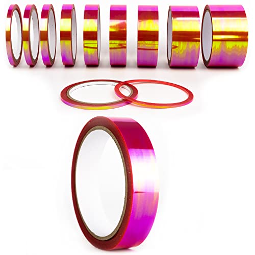 1A Style Sticker Oilslick Transparent Chamäleon Selbstklebendes Bastel Zierband Folie Wrap Art Trim Stripes Kreativ DIY Projekte Zierstreifen Aufkleber (15 mm, Cham. Rot) von 1A Style Sticker