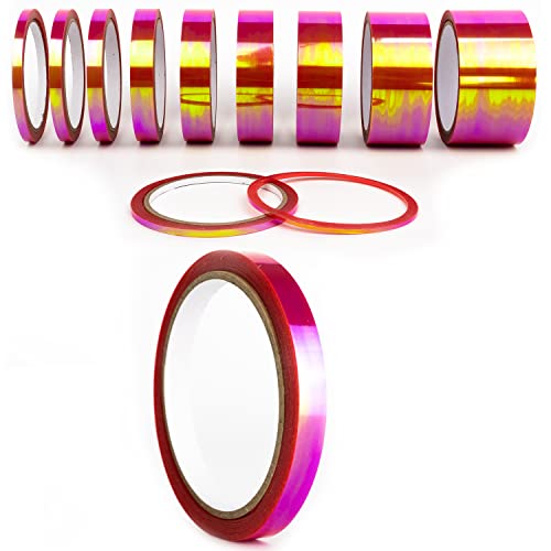 1A Style Sticker Oilslick Transparent Chamäleon Selbstklebendes Bastel Zierband Folie Wrap Art Trim Stripes Kreativ DIY Projekte Zierstreifen Aufkleber (9 mm, Cham. Rot) von 1A Style Sticker
