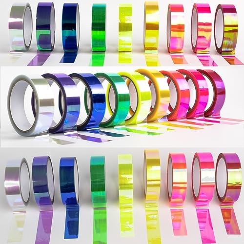 1A Style Sticker Zierstreifen Folie selbstklebend in Oilslick Transparent Regenbogen Streifen in Hologramm zum Dekoration im Wohnbereich als Wandtattoo Möbelverzierung von 1A Style Sticker