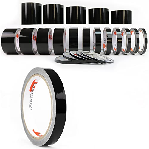 1A Style Sticker Zierstreifen Glanz Folie Folienstreifen Autodekor Pinstripes Dekorstreifen Modellbau KFZ Wohnwagen Boot Bike DIY Basteln Möbel (12 mm, Schwarz) von 1A Style Sticker