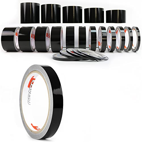 1A Style Sticker Zierstreifen Glanz Folie Folienstreifen Autodekor Pinstripes Dekorstreifen Modellbau KFZ Wohnwagen Boot Bike DIY Basteln Möbel (14 mm, Schwarz) von 1A Style Sticker